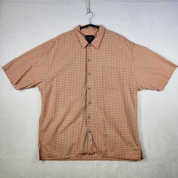 Nautica‎ Jeans Co Short Sleeve Button Down Shirt Orange Plaid Size XL - Picture 1 of 9
